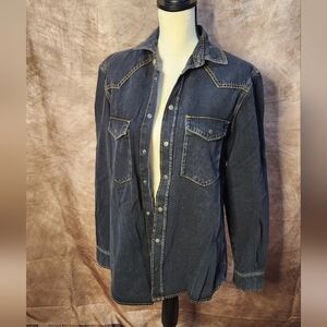 Western Denim Snap Shirt – Dark Wash – Size S – NWT